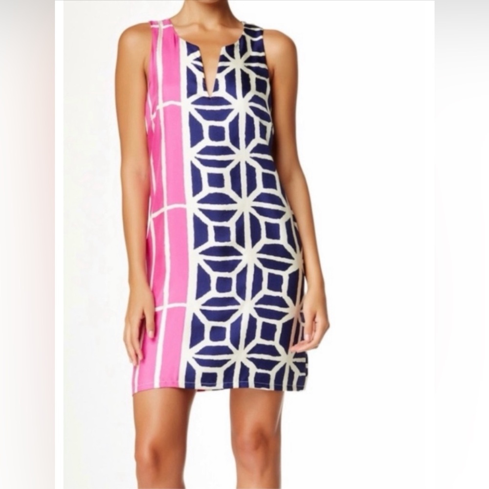 Julie by Julie Brown Geo Print Split-Neck Dress